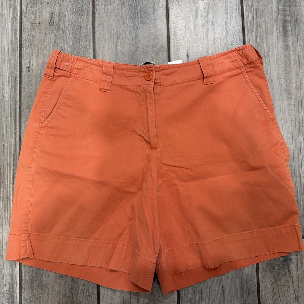 Talbots Women's Relaxed Chino Short Size 10 Orange Pockets Flat Front Button